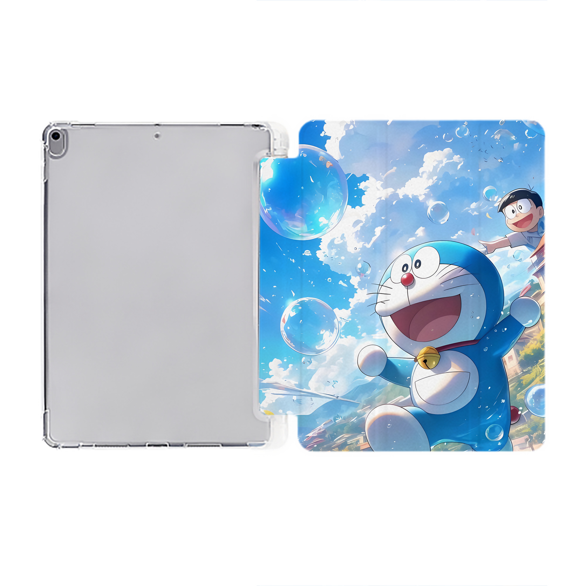 （画像用） ドラえもん Doraemon IPad ケース ペン収納付き 三つ折りスタンド PUレザー×シリコン 対応機種9.5/10.5/10.9インチ
